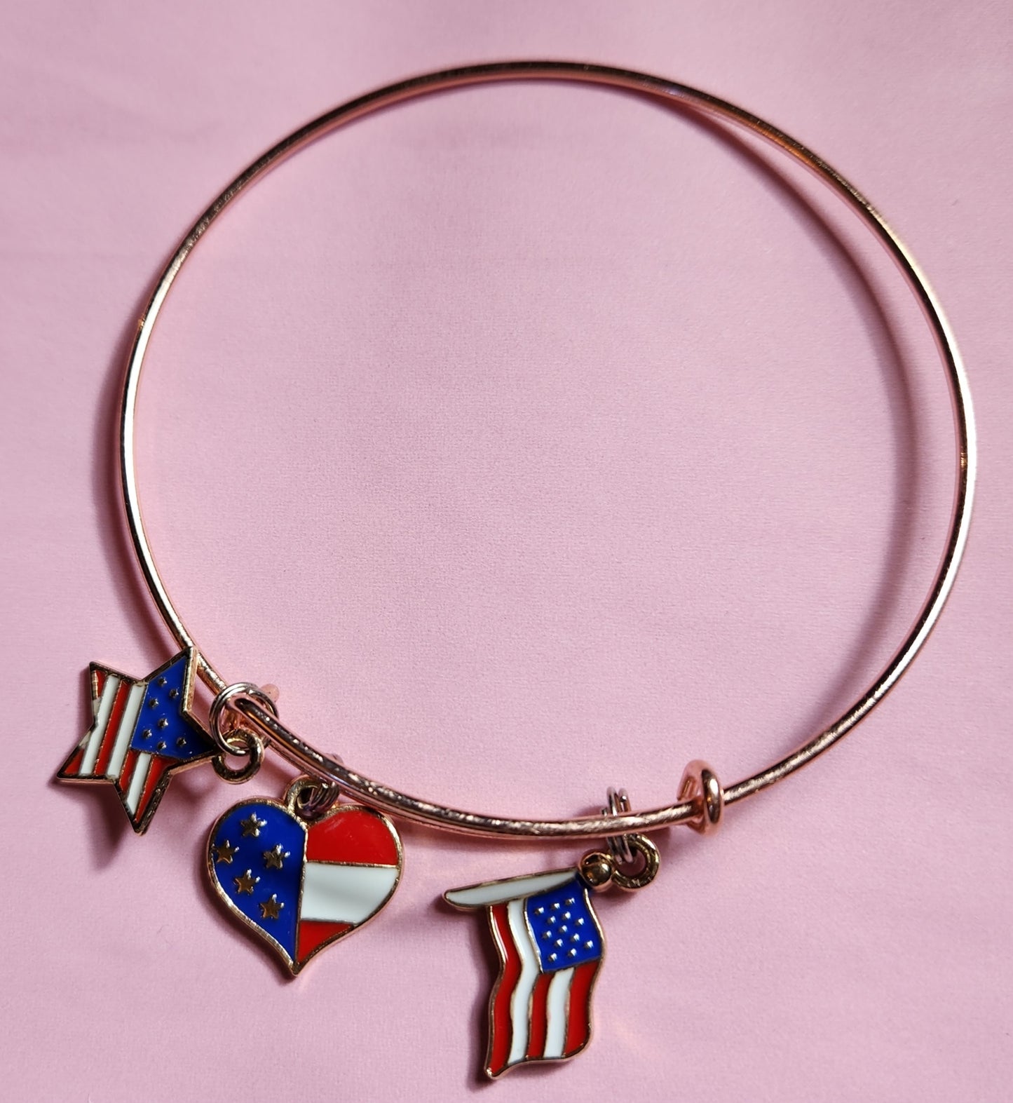 Heart Star Flag USA Bangle